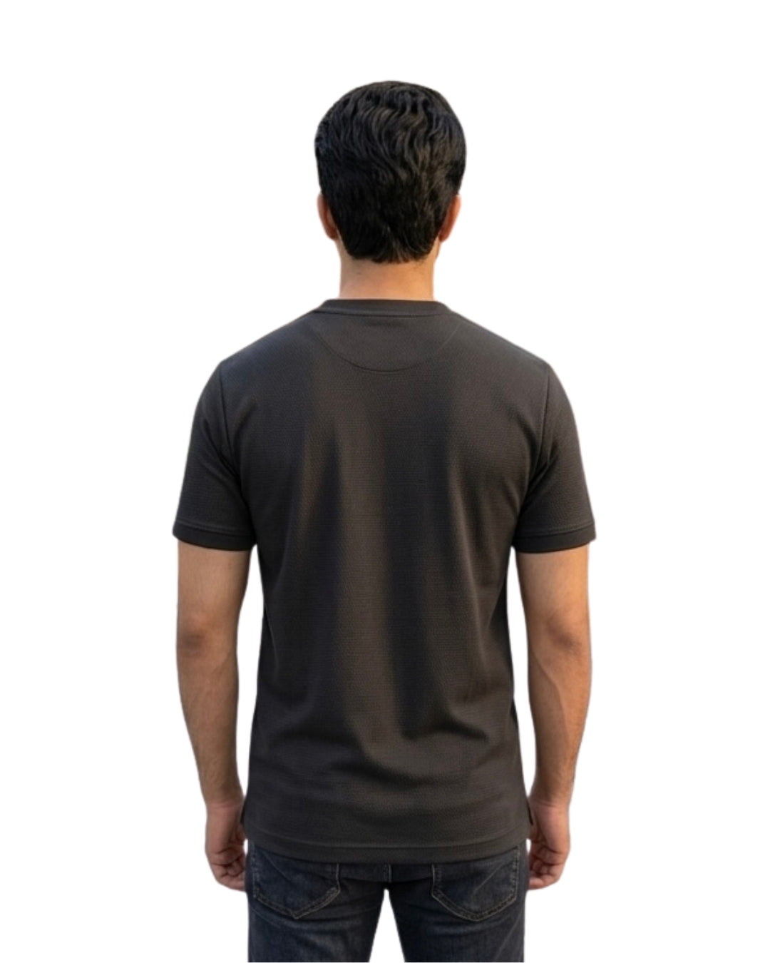 Textured Henley (Charcoal Black)